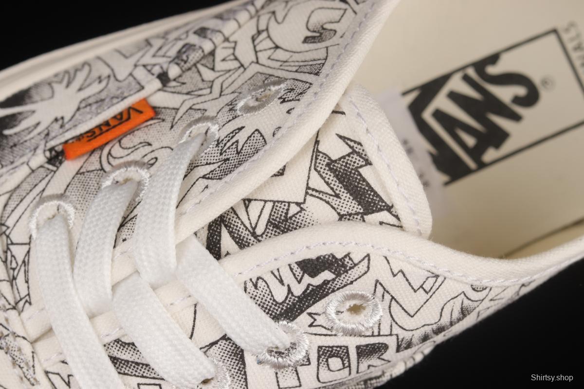 Vans Vault x SNS Joint Black and White Illustration Beach Print Vintage Canvas Sneakers VN0A4BV9676