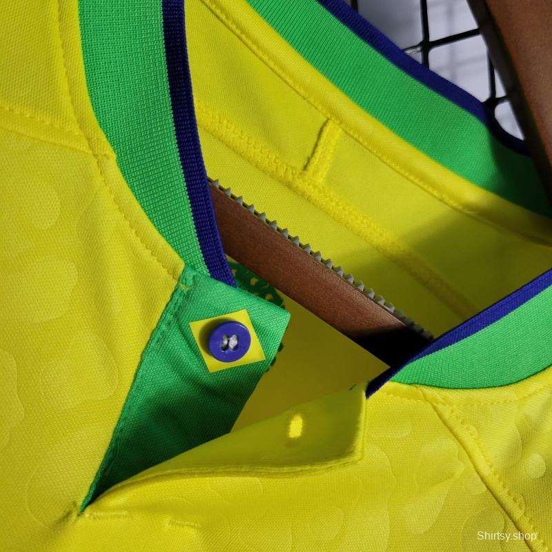 2022 Brazil Home National Team World Cup Soccer Jersey With Special Dragon Namesets