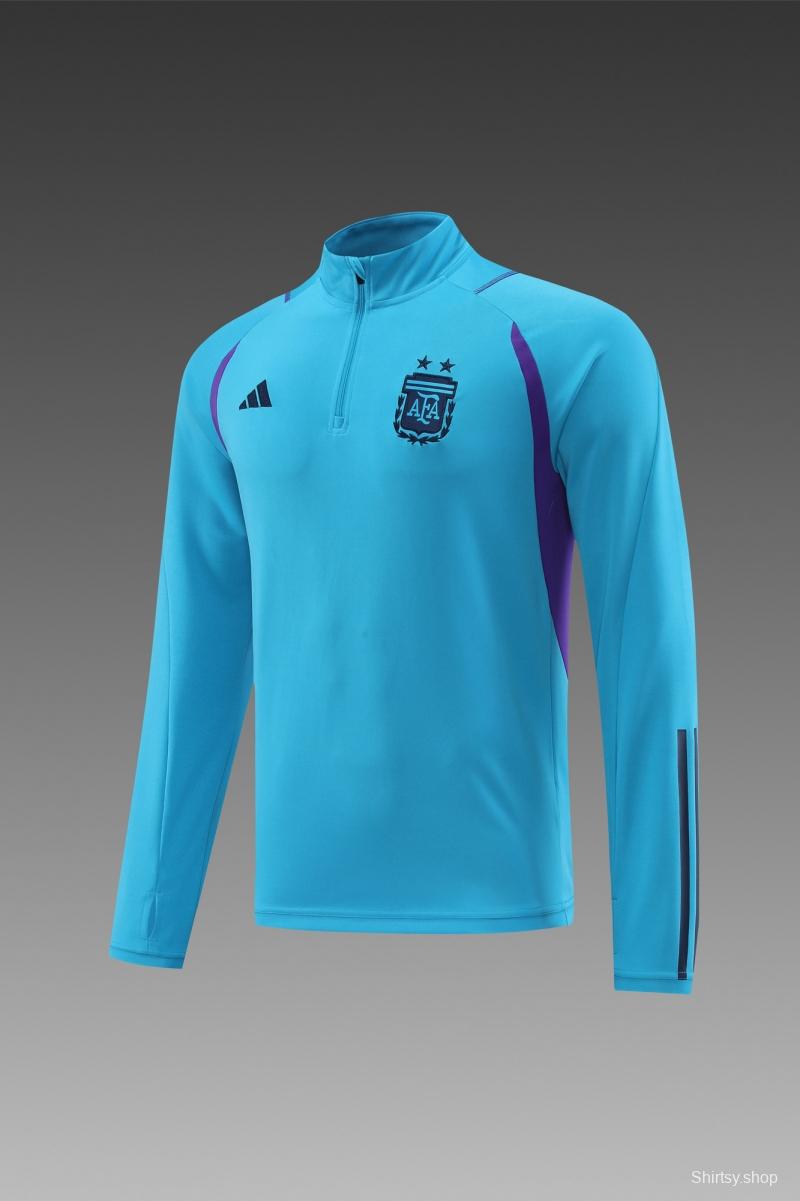 2022 Argentina Blue Half Zipper Tracksuit