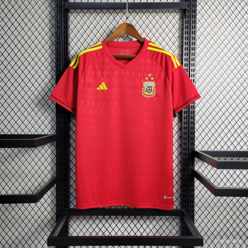 3 Star 2023  Argentina Red Goalkeeper Jersey