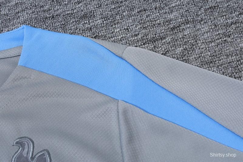 23/24 Tottenham Hotspur Grey Cotton Short Sleeve Jersey+Shorts