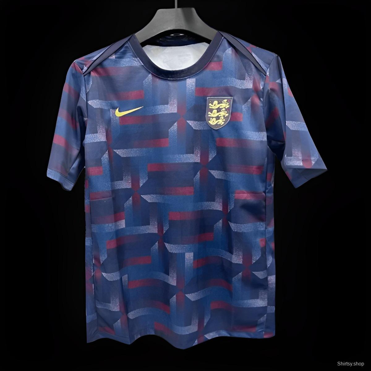 2024 England Navy Grid Special Training Jersey